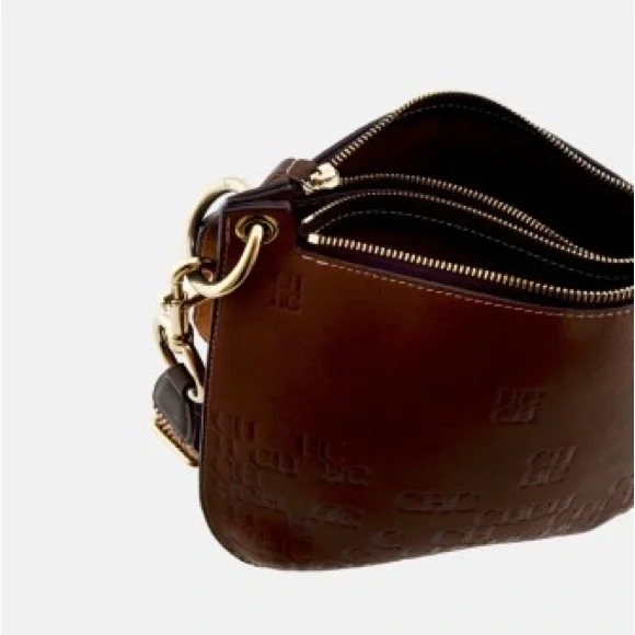 Carolina Herrera Castañuela Brown Logo Crossbody Reversible Bag - Picture 3 of 16